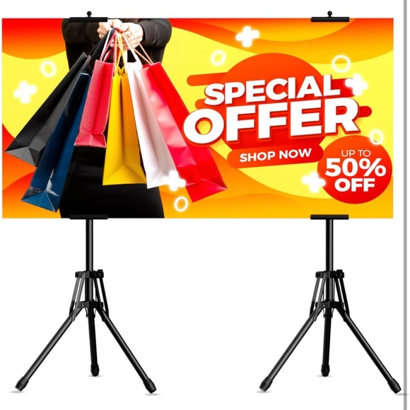 2 Pack Double-Sided Sign 🪧 Holder Advertising Display Tripod Poster Stand - Picture 3 of 9